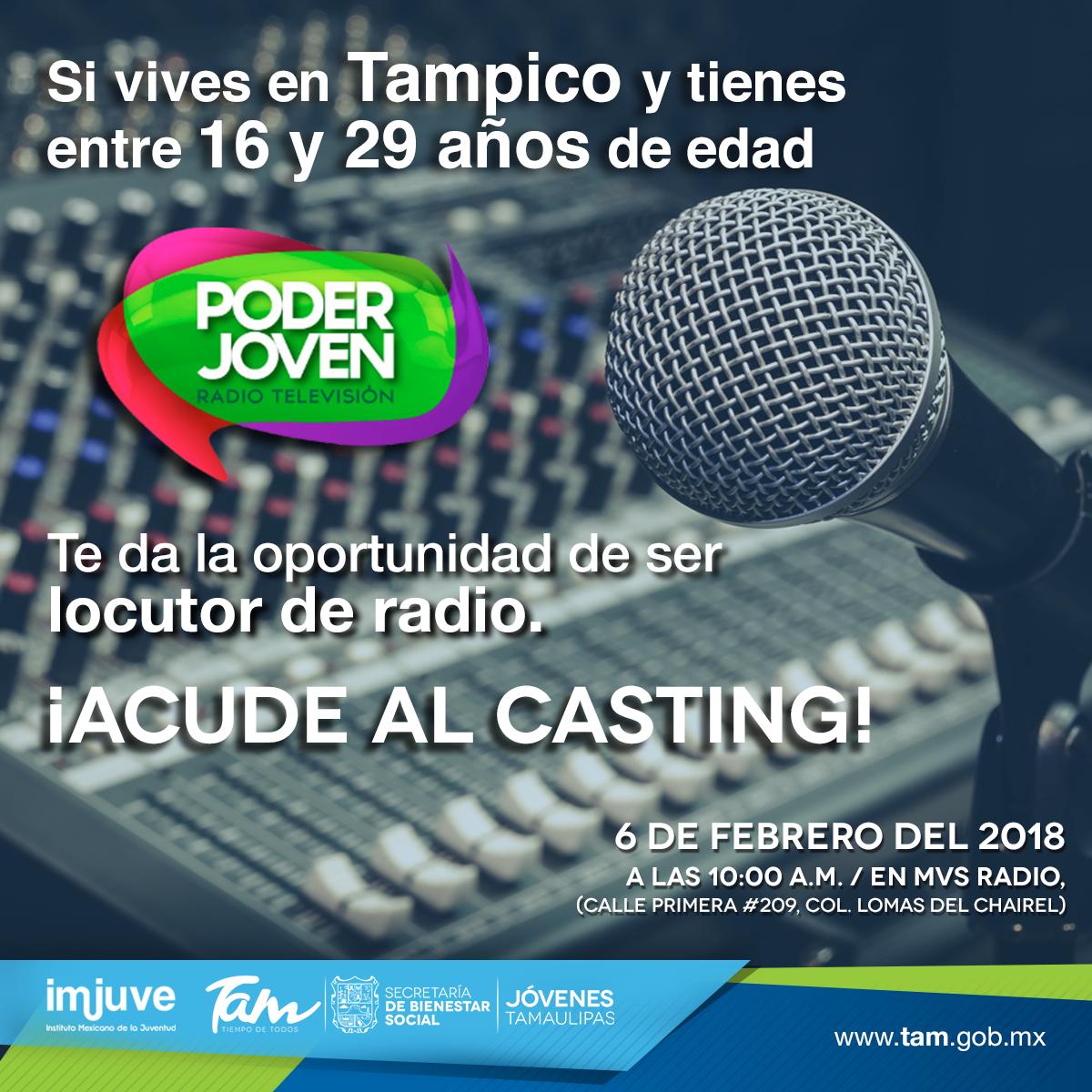 Jóvenes Tamaulipas realizará casting de Radio Poder Joven en Tampico