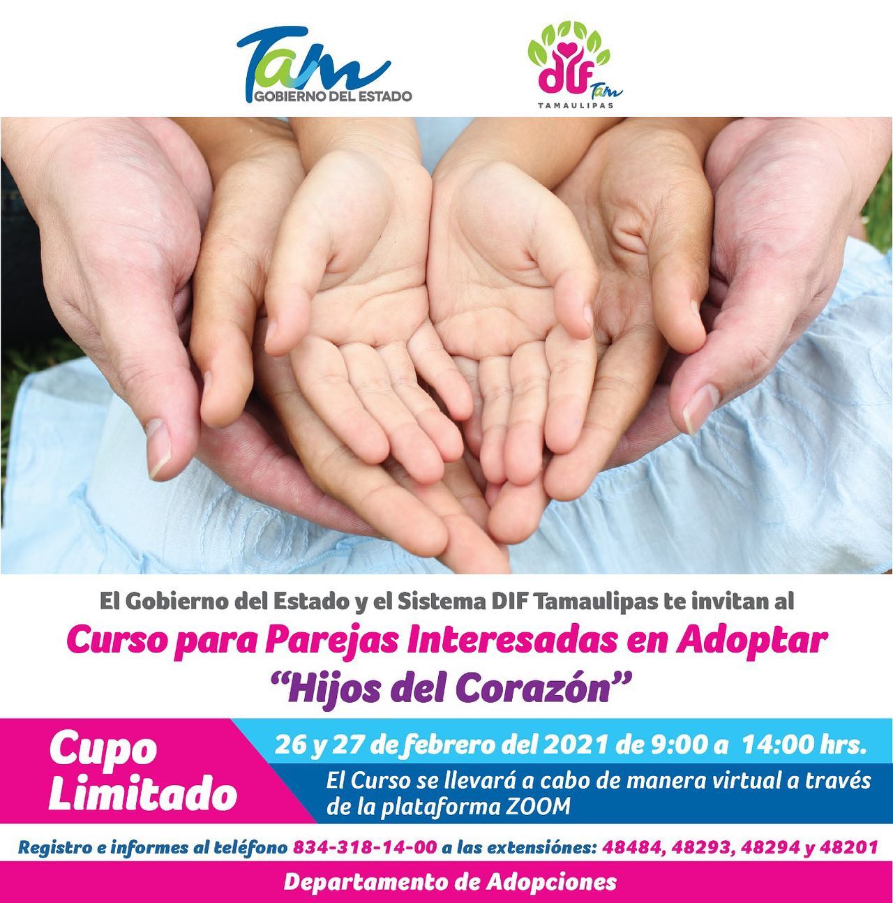 Invita DIF Tamaulipas a curso virtual “Hijos del Corazón” para parejas que desean adoptar