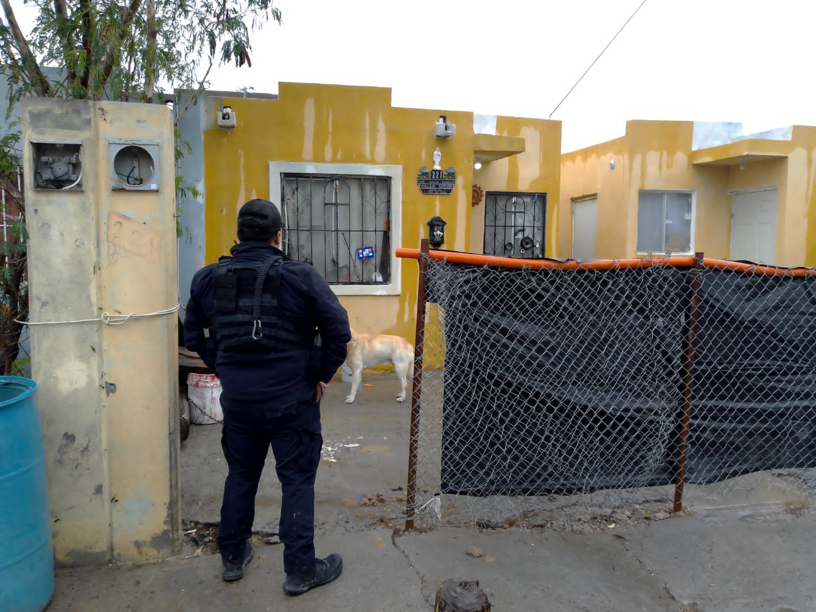 RESCATA POLICÍA ESTATAL A CANINO AMARRADO BAJO LA LLUVIA 