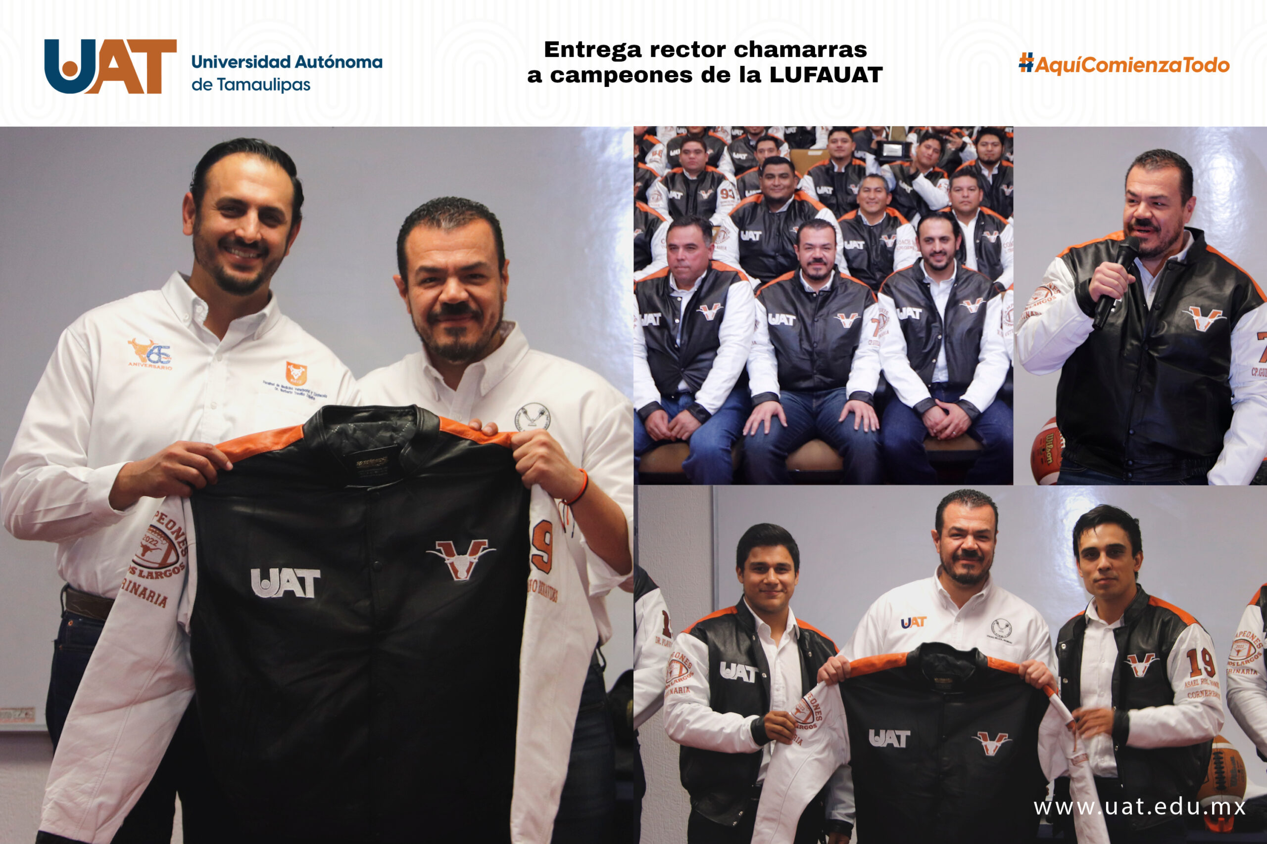 ENTREGA CHAMARRAS, RECTOR DE LA UAT A CAMPEONES DE LA LUFAUAT