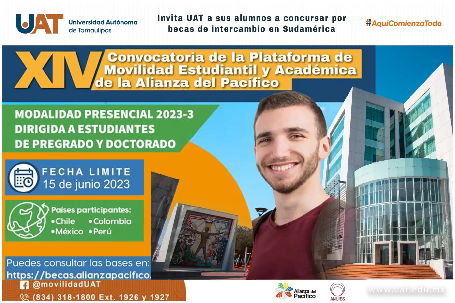 INVITA UAT A SUS ALUMNOS A CONCURSAR POR BECAS DE INTERCAMBIO EN SUDAMÉRICA